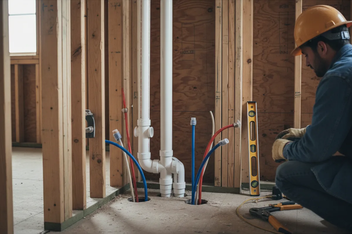 Drain and supply rough-in during Leak Detection in West Palm Beach