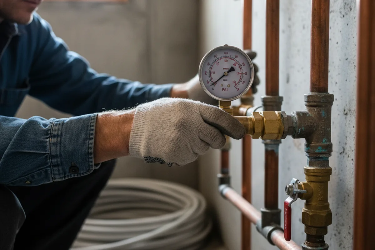 Pressure testing a repaired line during Water Line Repair in West Palm Beach